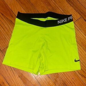 neon green 3” spandex nike pros